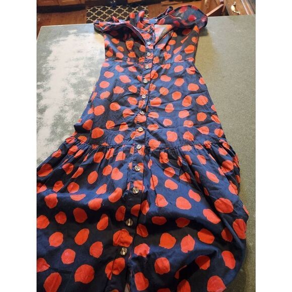 Borgo De Nor Florence Dress Red and Blue Polka Dot Long Maxi Sz UK8 US 4 - Picture 4 of 7